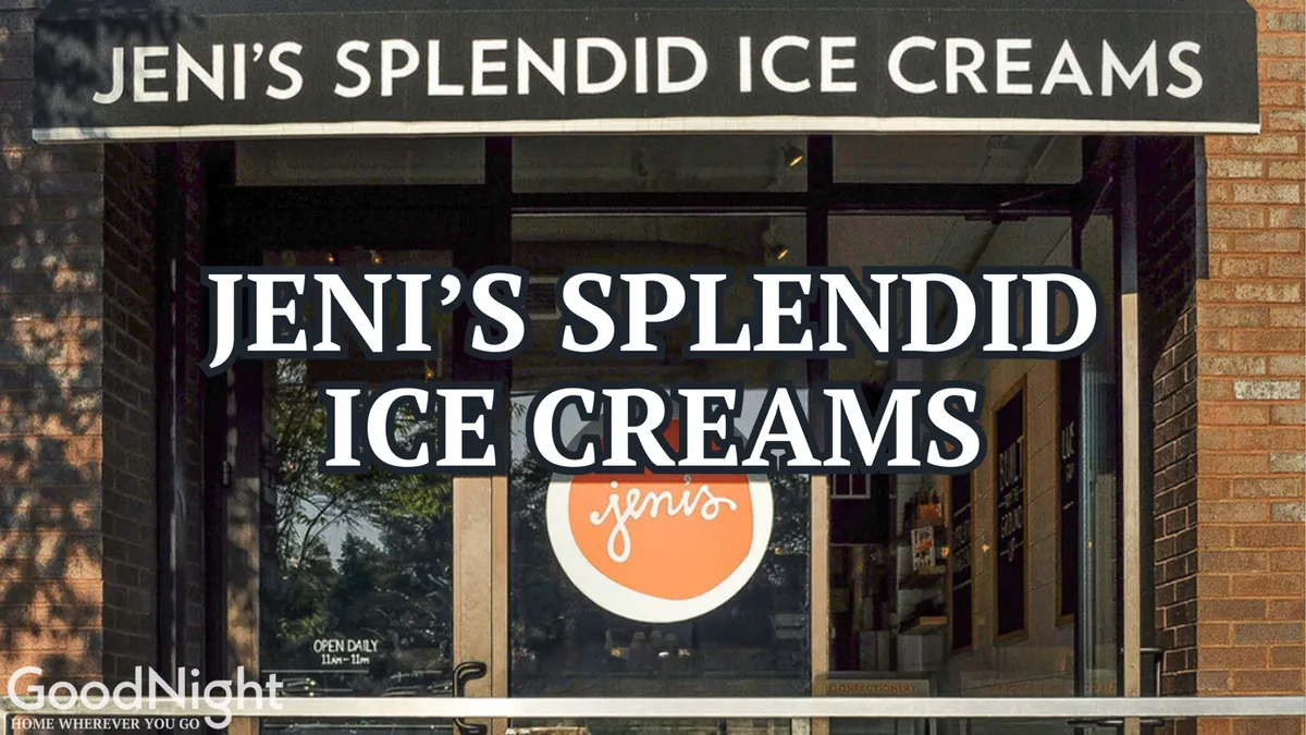 The cheerful storefront of Jeni’s Splendid Ice Creams, with glass doors and inviting signage, sets the scene for a sweet family treat. People are gathered outside, enjoying their ice cream and socializing.